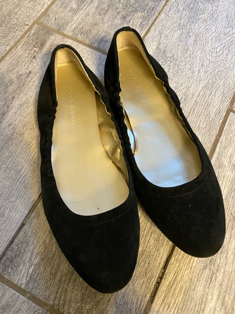 Audrey Brooke Black Suede Ballet Flats